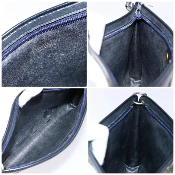 Christian Dior Trotter Canvas Shoulder Bag Navy Gold Auth 141525 - Picture 15 of 16